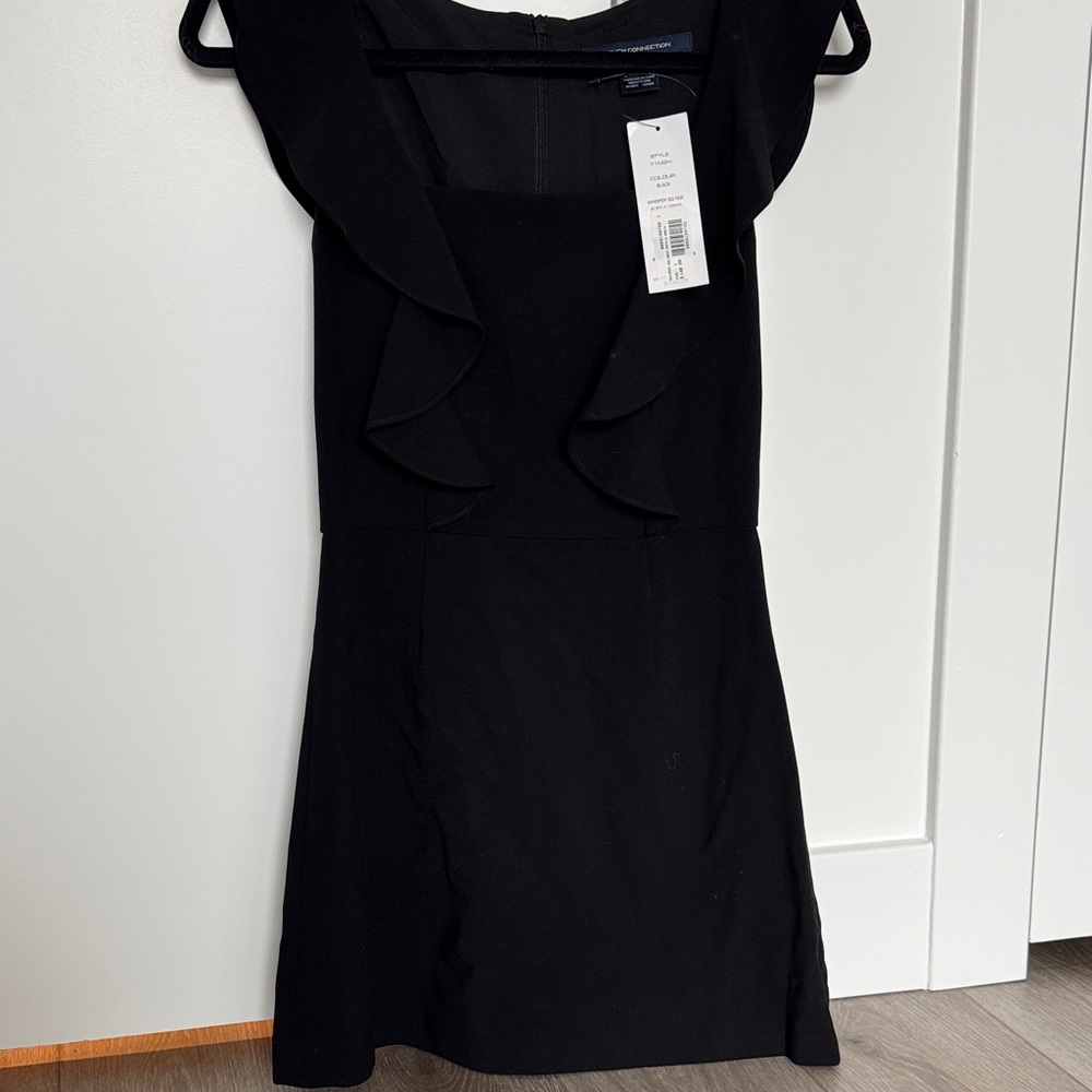 French Connection Black Ruffle-Front Mini Dress - Picture 3 of 5